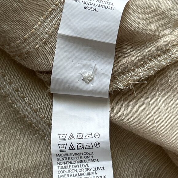 Lucky Brand Beige Button-Down Shirt S/P Viscose & Modal Long Sleeve Striped - Picture 5 of 7